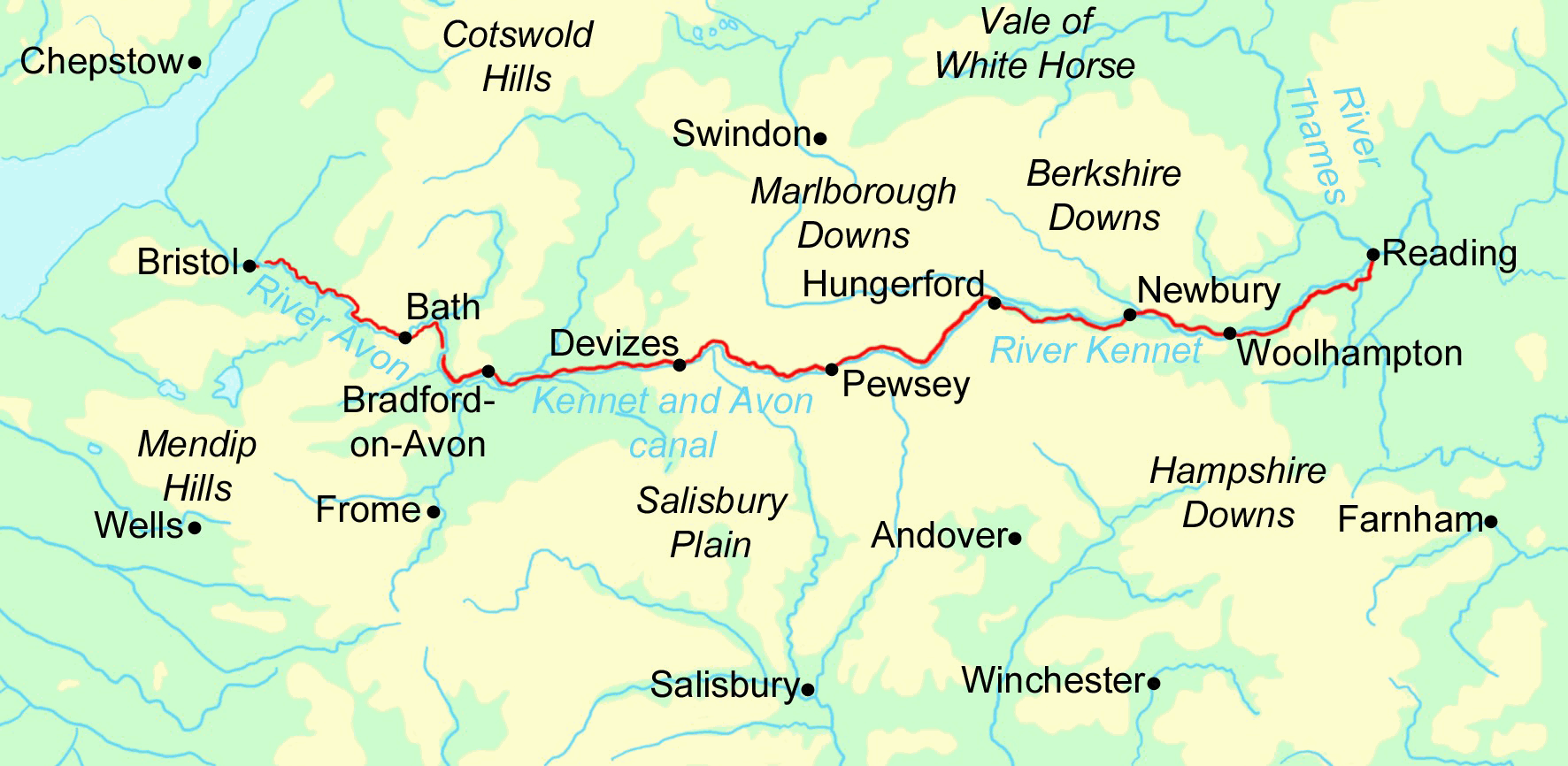 Kennet and Avon Canal map